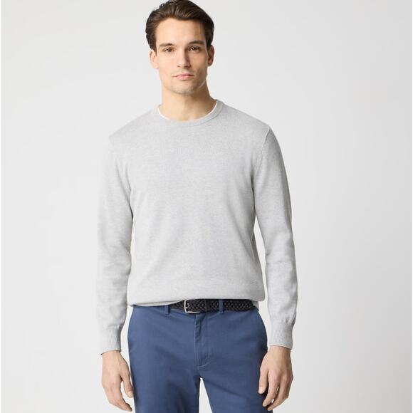 J.Crew Cotton Crewneck Sweater-Tee S Heather Quarry Pullover Long Sleeve Stretch - Picture 1 of 8